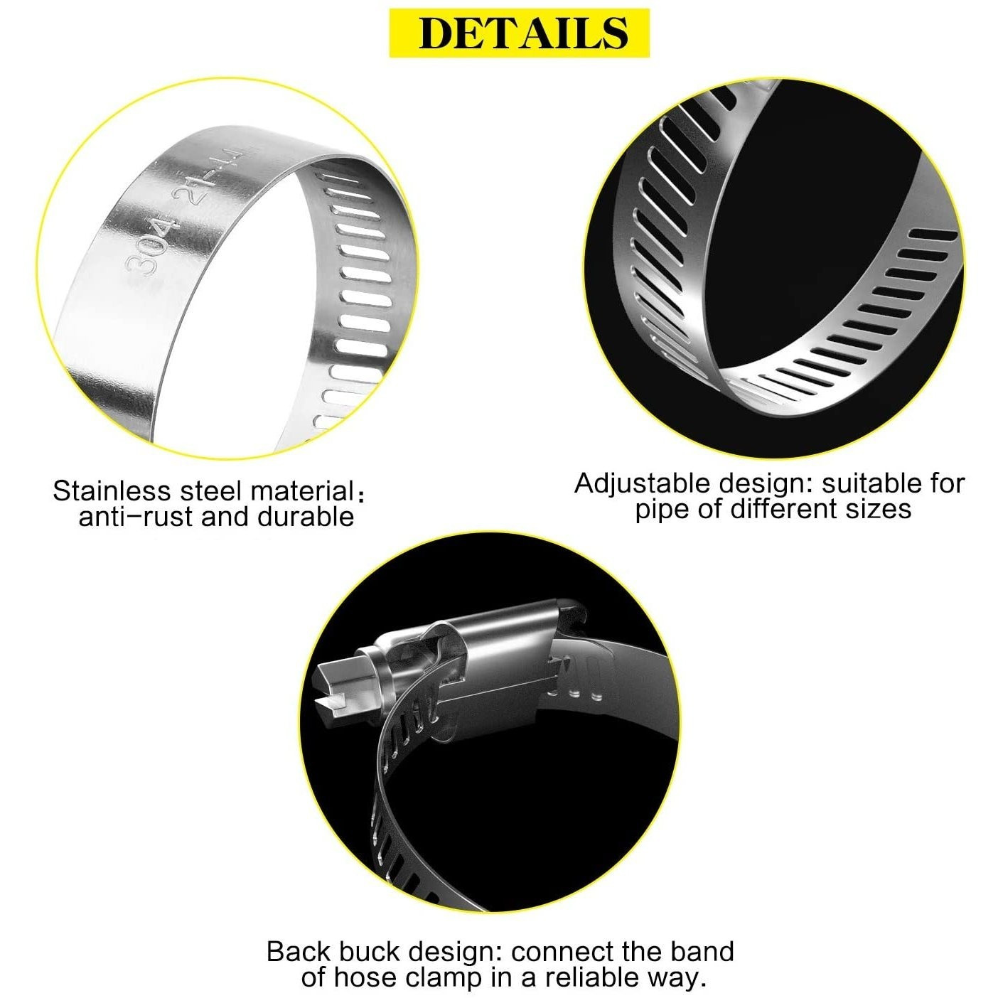 12pc Stainless Steel Adjustable Hose Clips Set