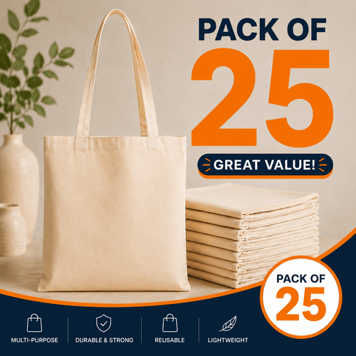 imagem do item sacos tote reutilizáveis em tecido de algodão 38x42cm – pack de 25, sacos de compras com