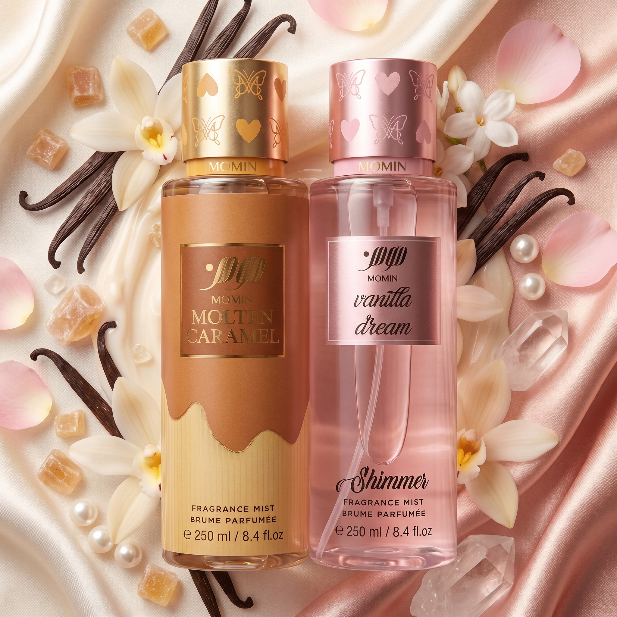 Image of Momin Caramel 250ml & Shimmer 250ml, 2 Fragrant With Melting Caramel, , , And Powdery Notes