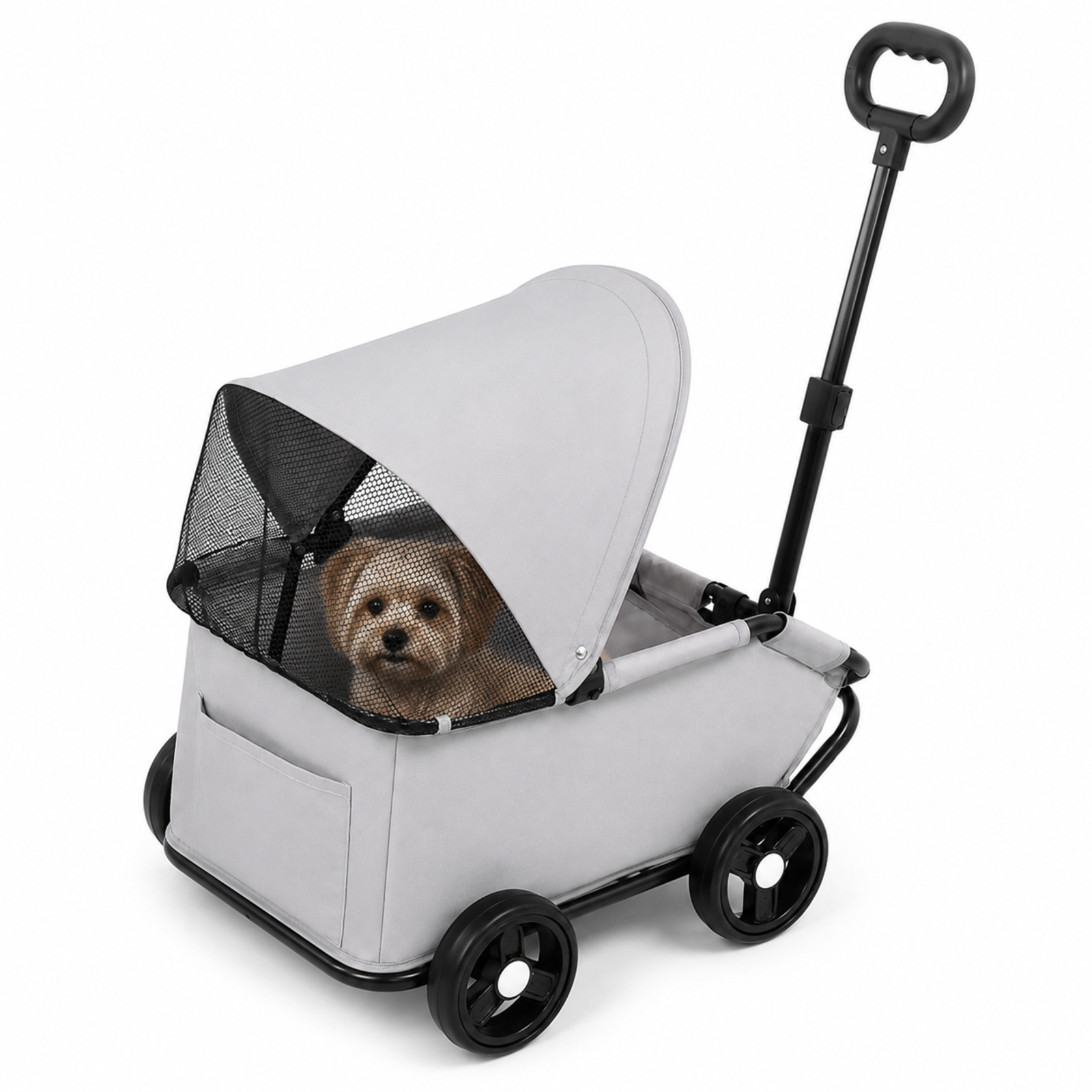 TEMU Carrito Plegable para Mascotas 83x54x45 cm Pets | Transportín para Perros y Gatos Pequeños 8 kg de Capacidad | Capota Ajustable con Panel de