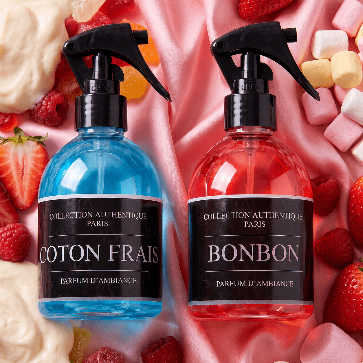 TEMU Textile et COLLECTION PARIS COTONFRAIS 250ml et BONBON 250ml, 2 Parfums d’Ambiance aux de Coton , , Caramel et Vanille