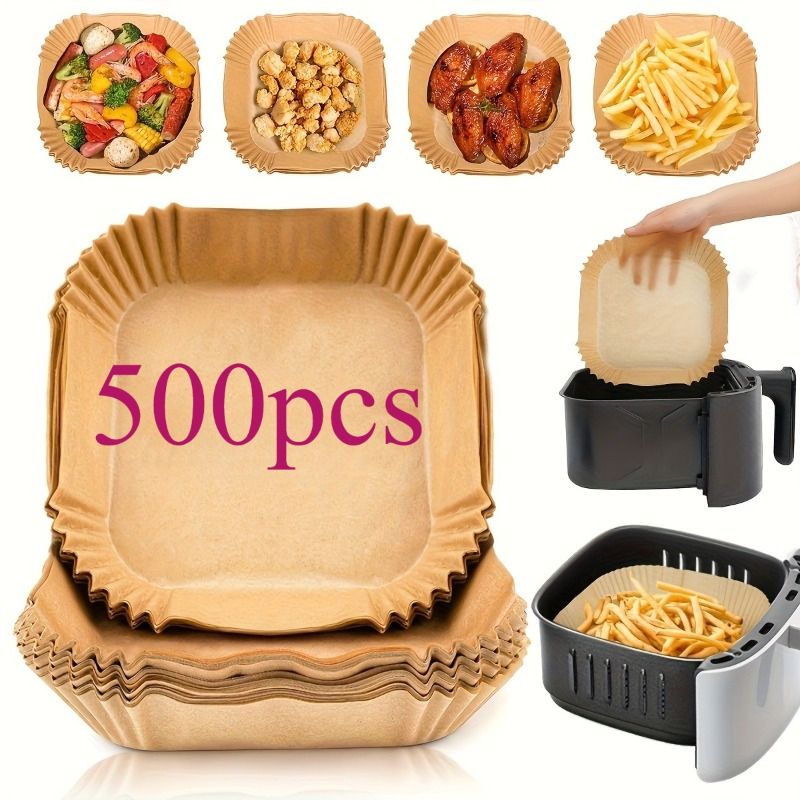 Image of Air Fryer Paper, 500pcs 16 Cm Round Parchment Paper Food-grade Bpa-free Oil-proof Paper For 3-4.5l Air Fryer And Microwave, Disposable Paper Liner For Air Fryer