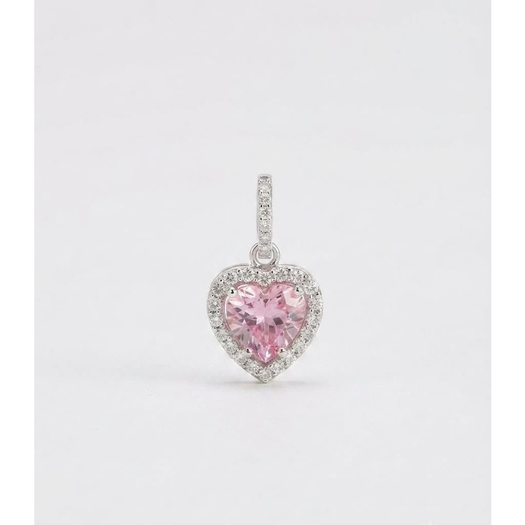 Women's 925 Sterling Silver Romantic Pink Heart Pendant — Gift for Her