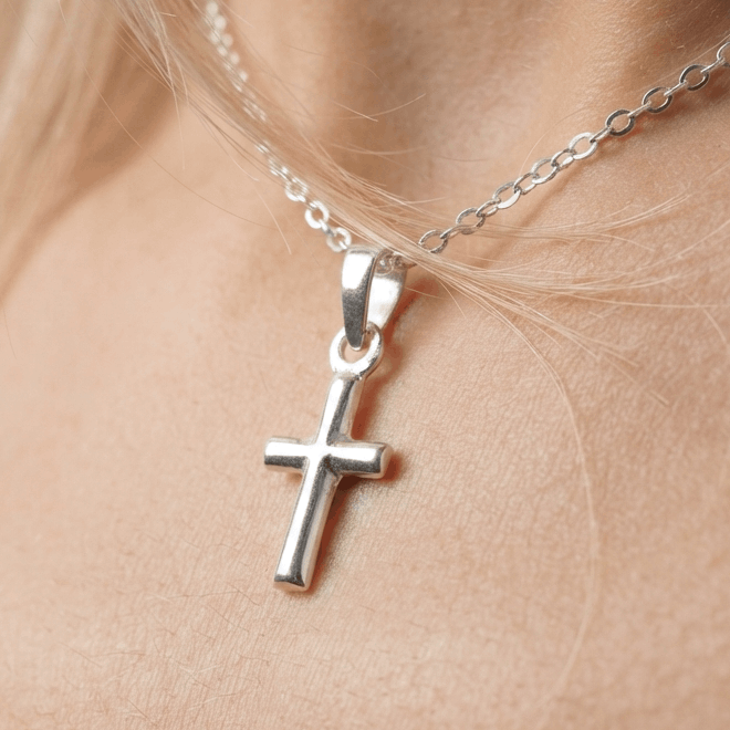 925 Sterling Silver Minimalist Cross Pendant Necklace — Unisex