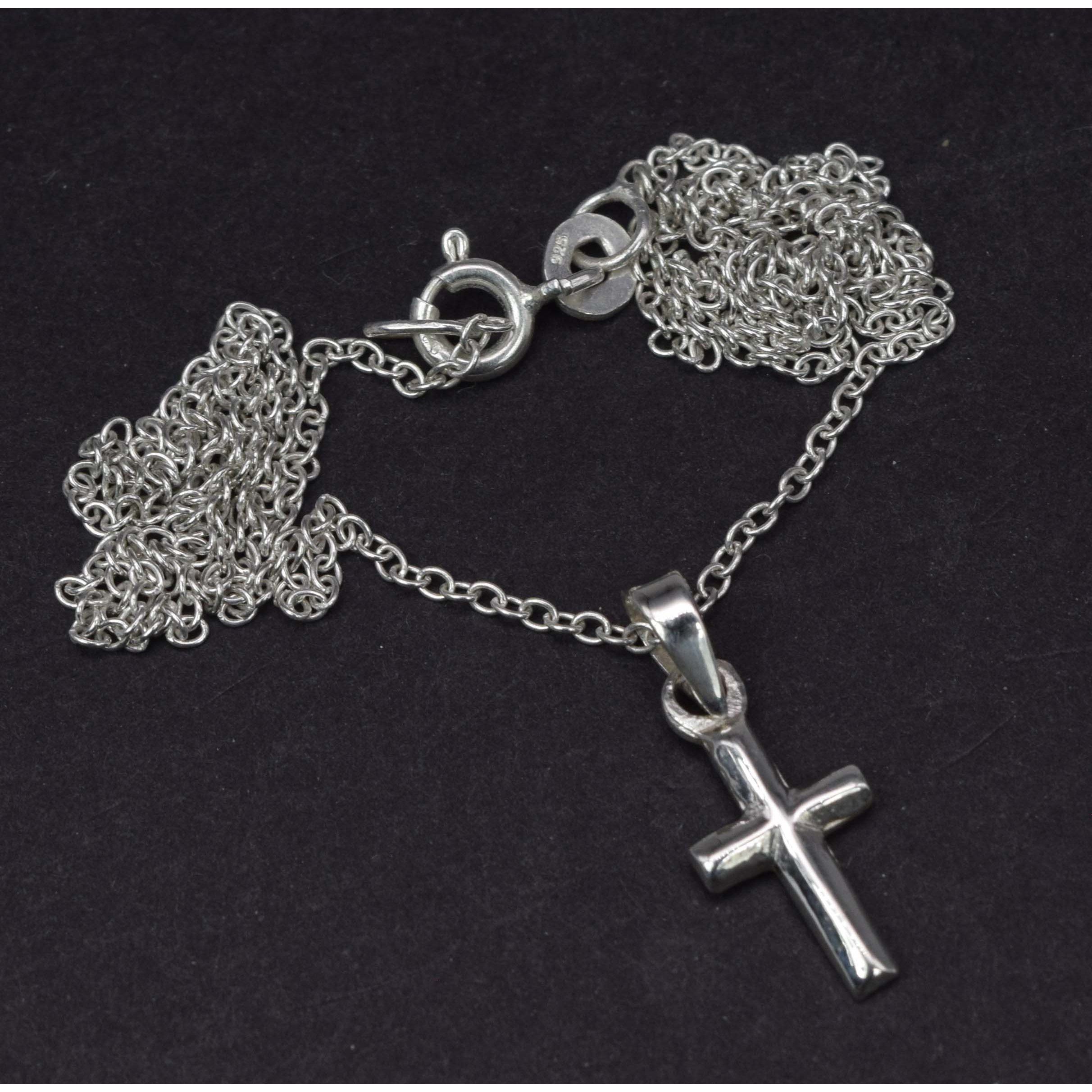 925 Sterling Silver Minimalist Cross Pendant Necklace — Unisex