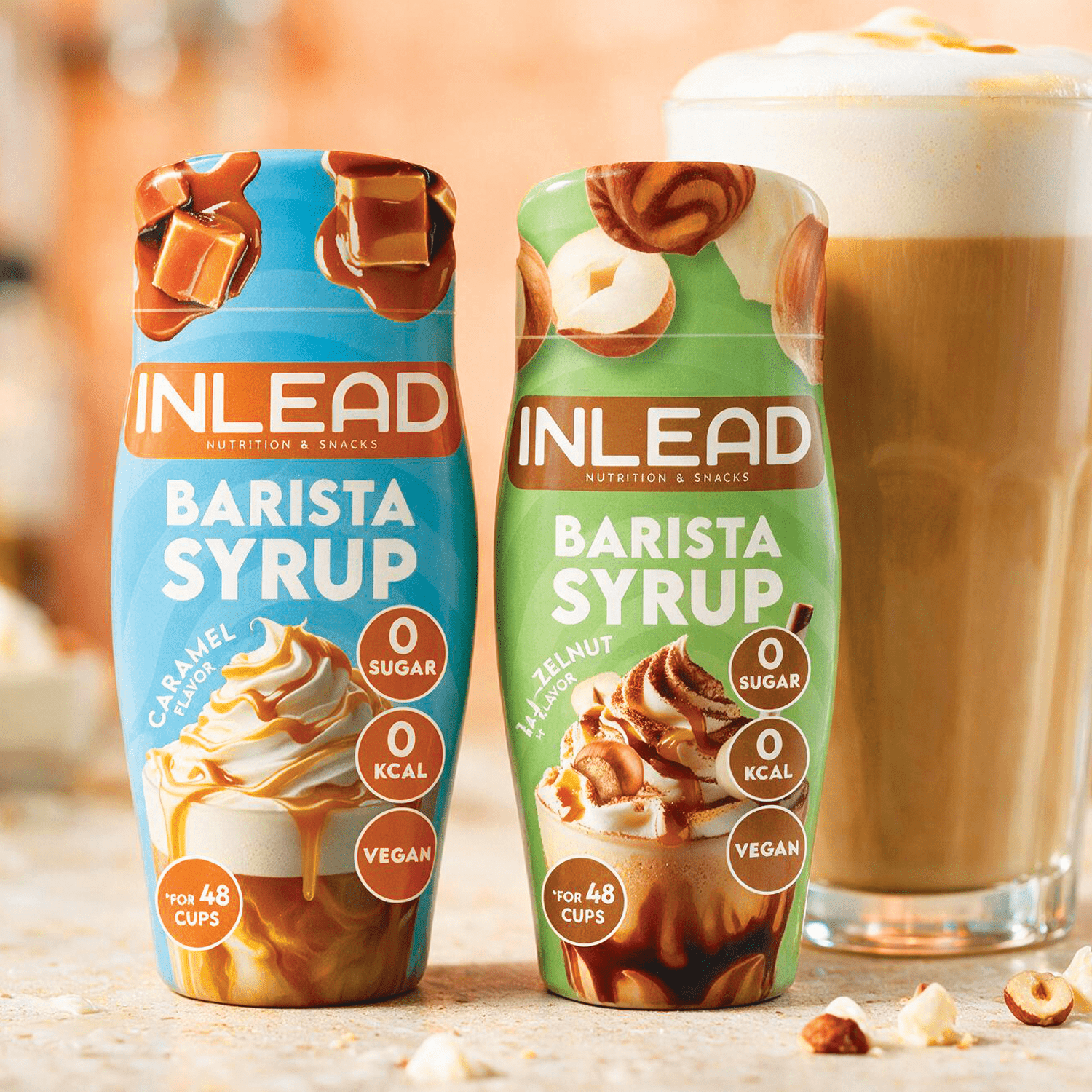 Image of 2-pack - Inlead Barista Syrup - 1x Caramel + 1x Hazelnut - 2x65ml