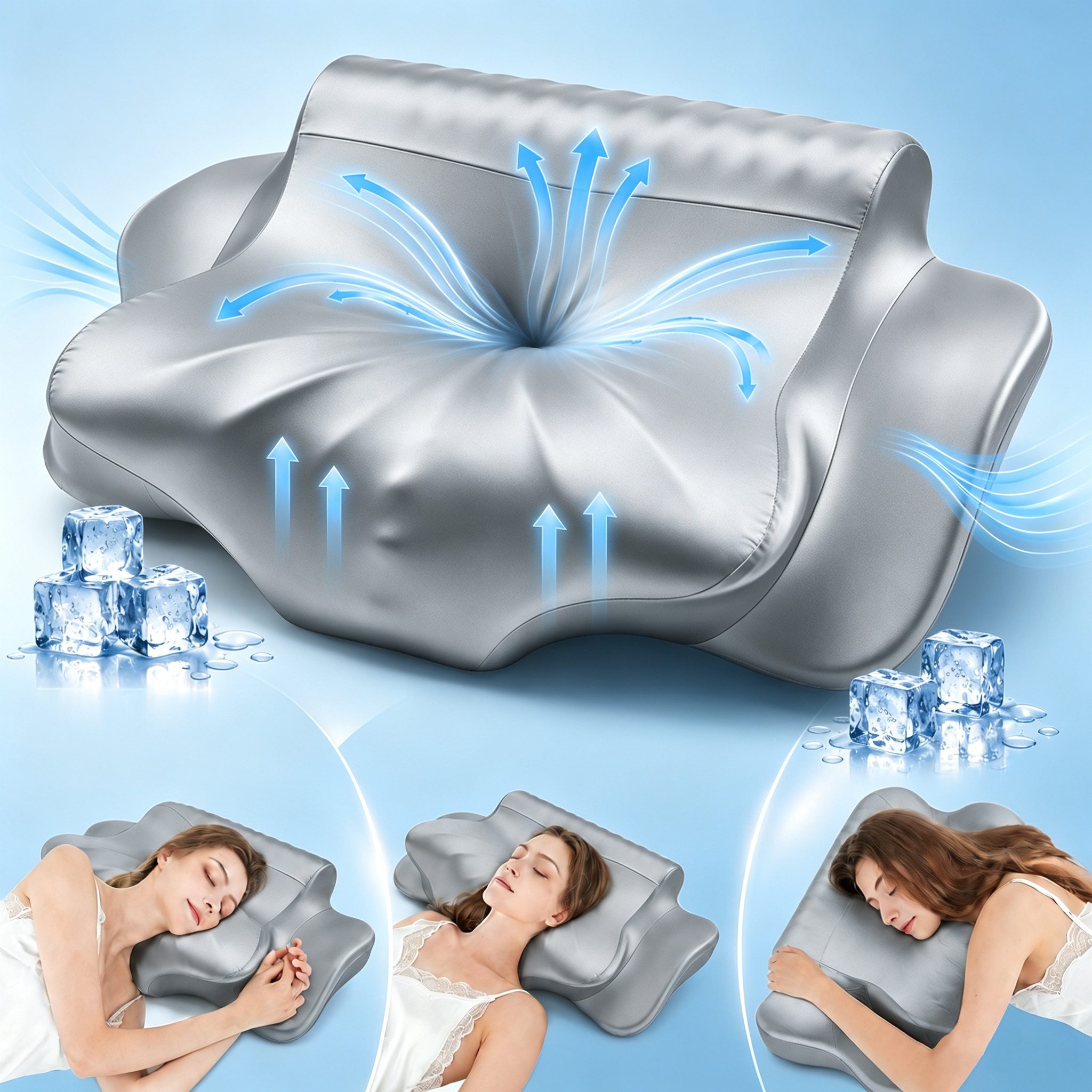 Image of Slow Rebound Foam Pillow, Ergonomic Cushion, Scent- Pillows For , Cooling Pillow For Side, Back, And Stomach Sleepers