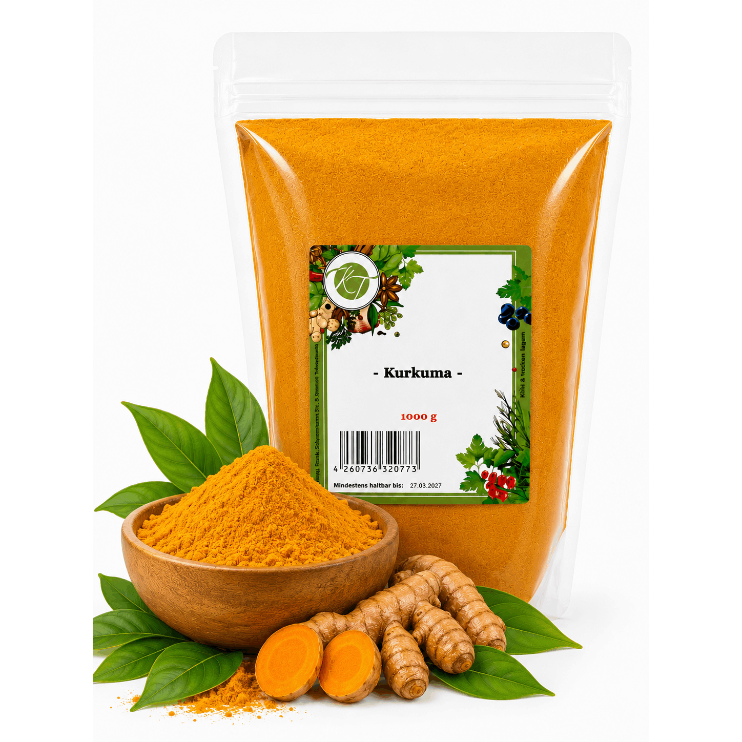 Image of Kt Turmeric Powder Curcuma Curcumin Yellow Root Ground - 1a Quality
