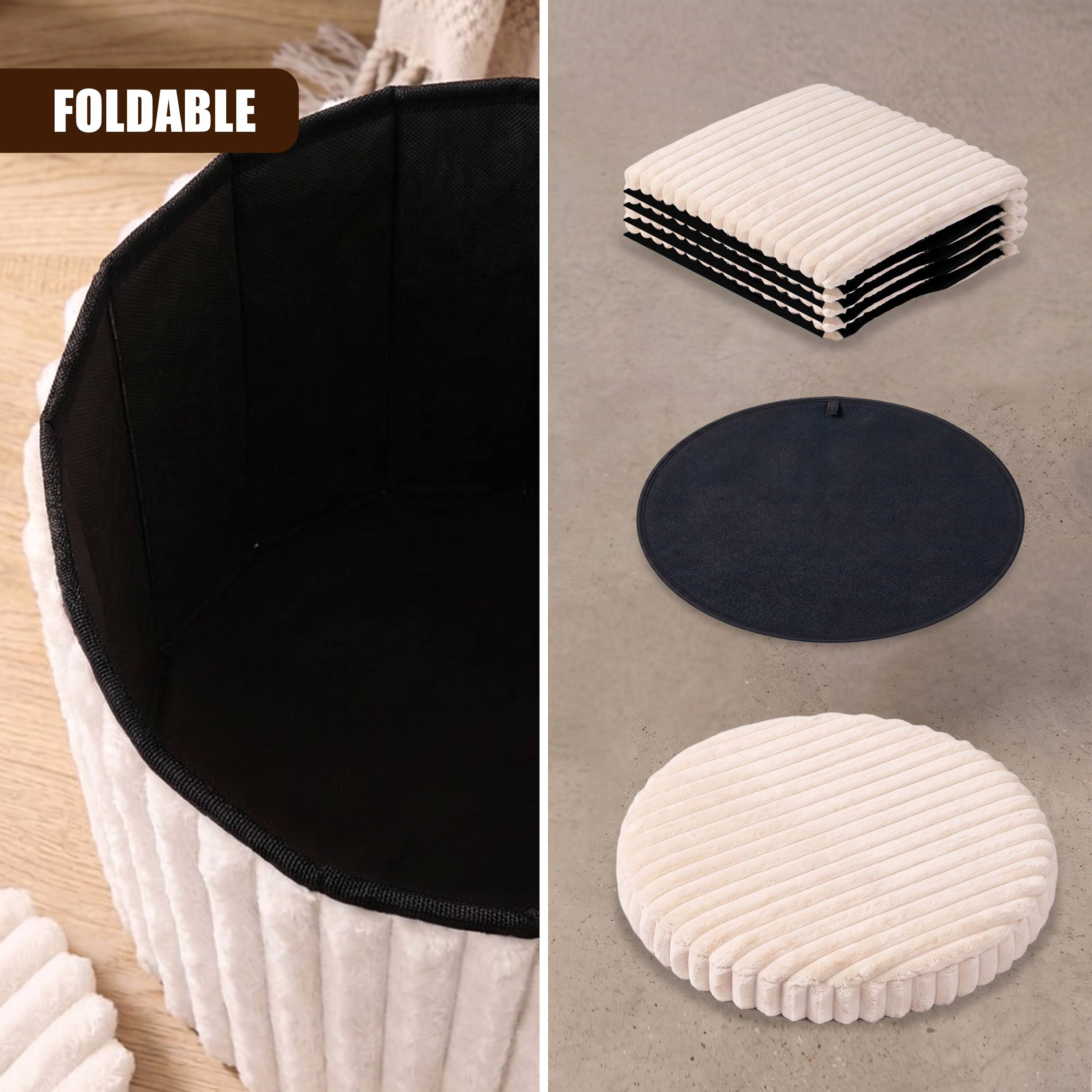 GEEZY Round Ottoman Stool with Lid & Storage