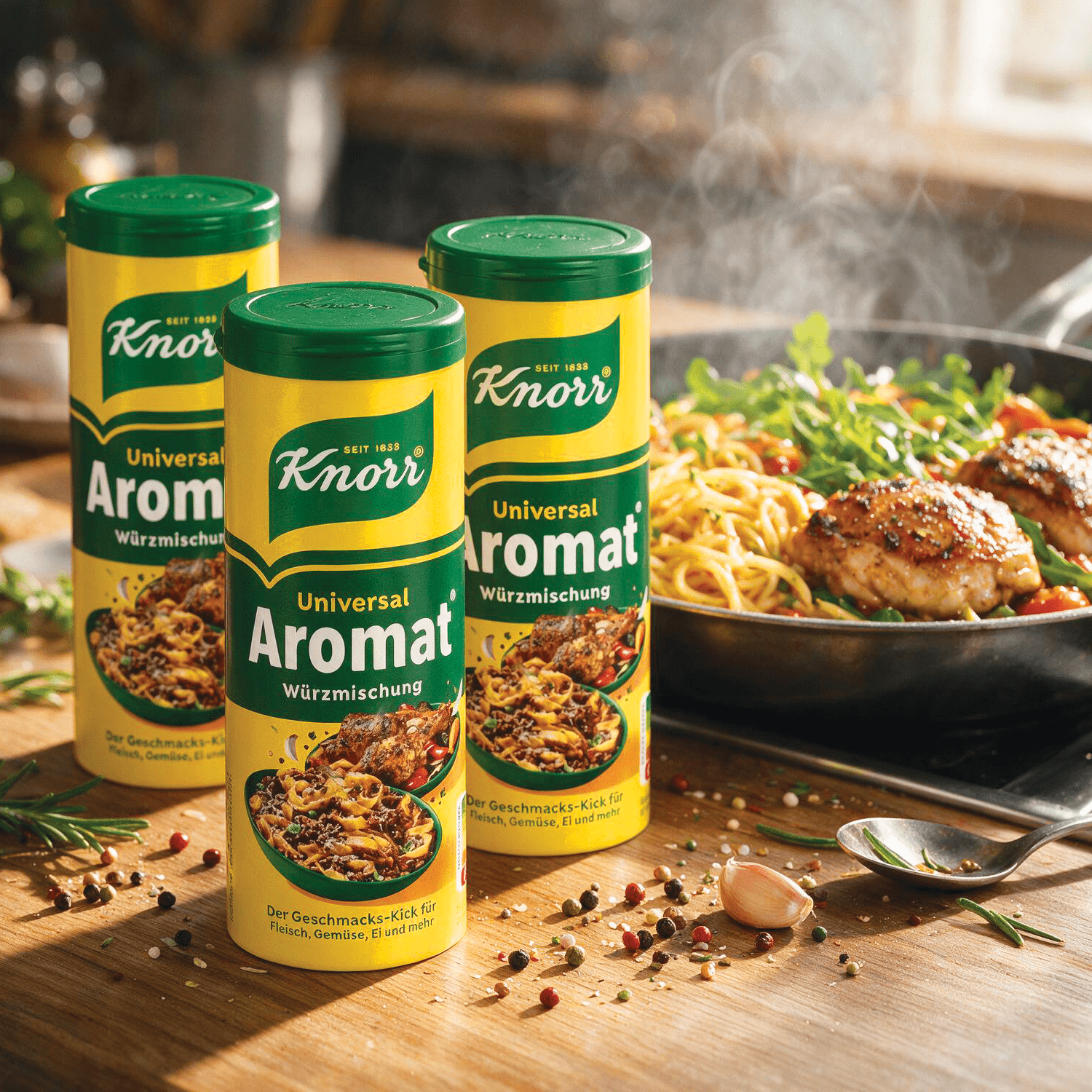 Image of 3-pack Knorr Aromat Seasoning Shaker – Universal Seasoning Mix For Flavoring And Refining Meat, Vegetables, Sauces, Egg Dishes, And Rice And Pasta Dishes, 3x100g, 300g