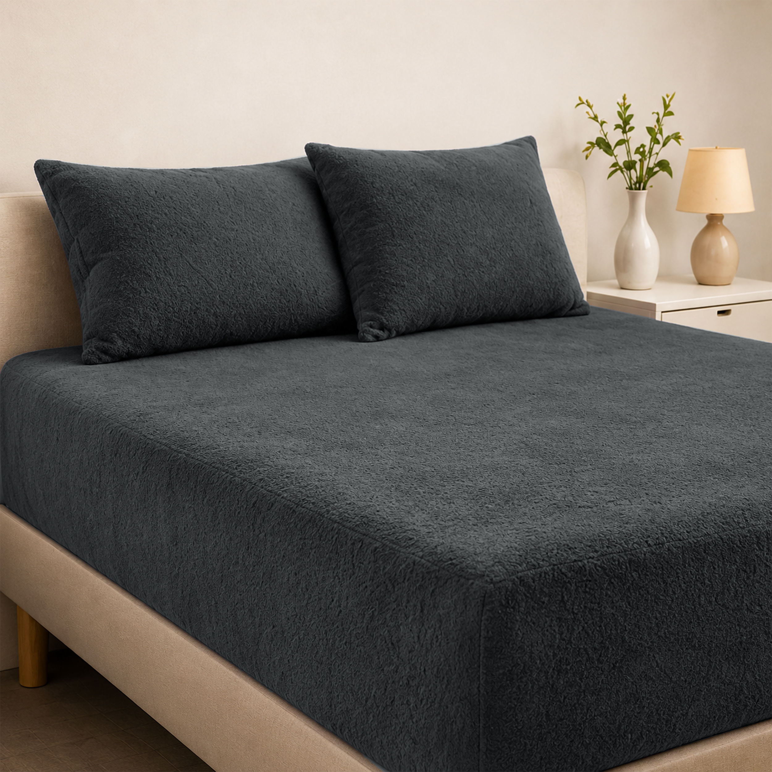 TEMU Exrta Deep Pocket Teddy Fleece Fitted Sheet – Winter Bedding, Bed Sheet, Cozy Thermal Fleece Sheet, , Machine Washable, In All Sizes