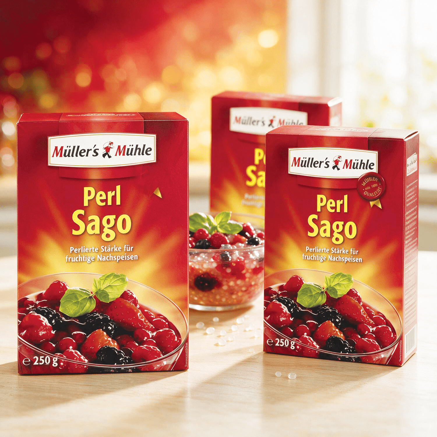 Image of 3-pack Müllers Mühle Pearl Tapioca - Pearled Starch 3x250g