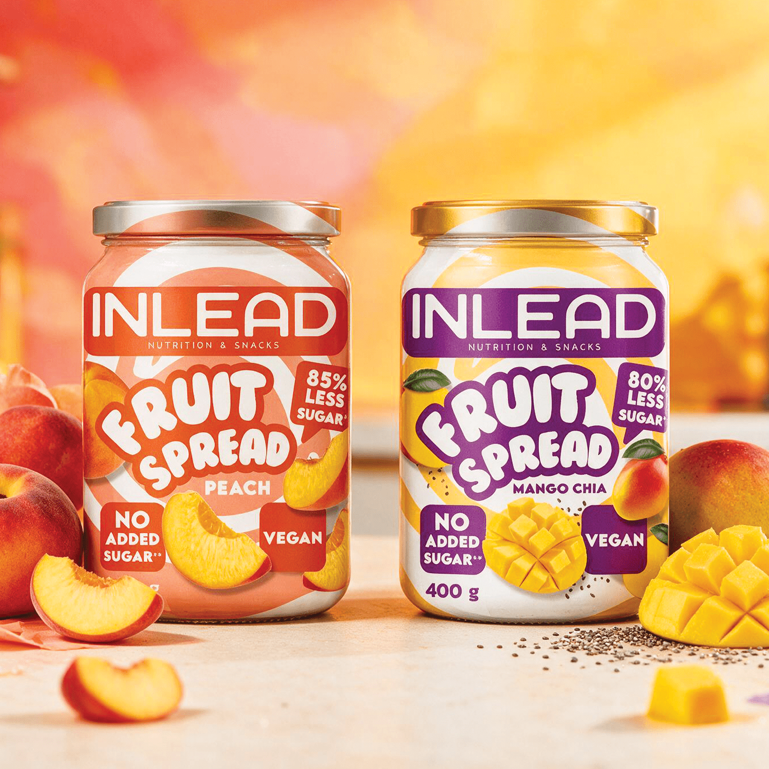2er Pack - Inlead Fruit Spread 1x Peach + 1x Mango Chia - 2x400g
