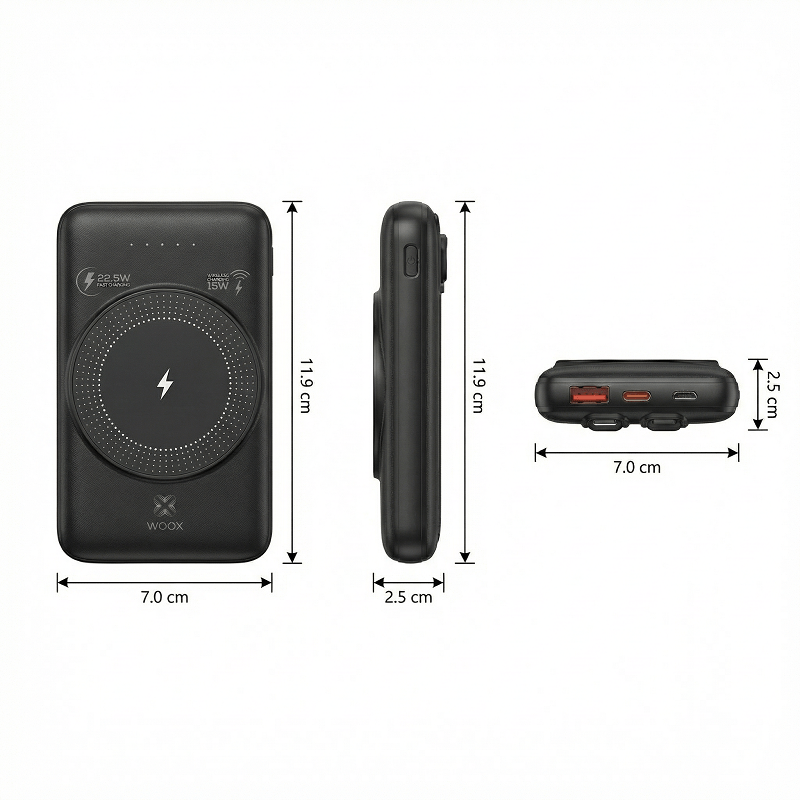 TEMU Batería externa portátil de 10000 mAh con función – Cables duales – Admite carga rápida por cable de 22,5 W – y portátil, ideal para viajes –