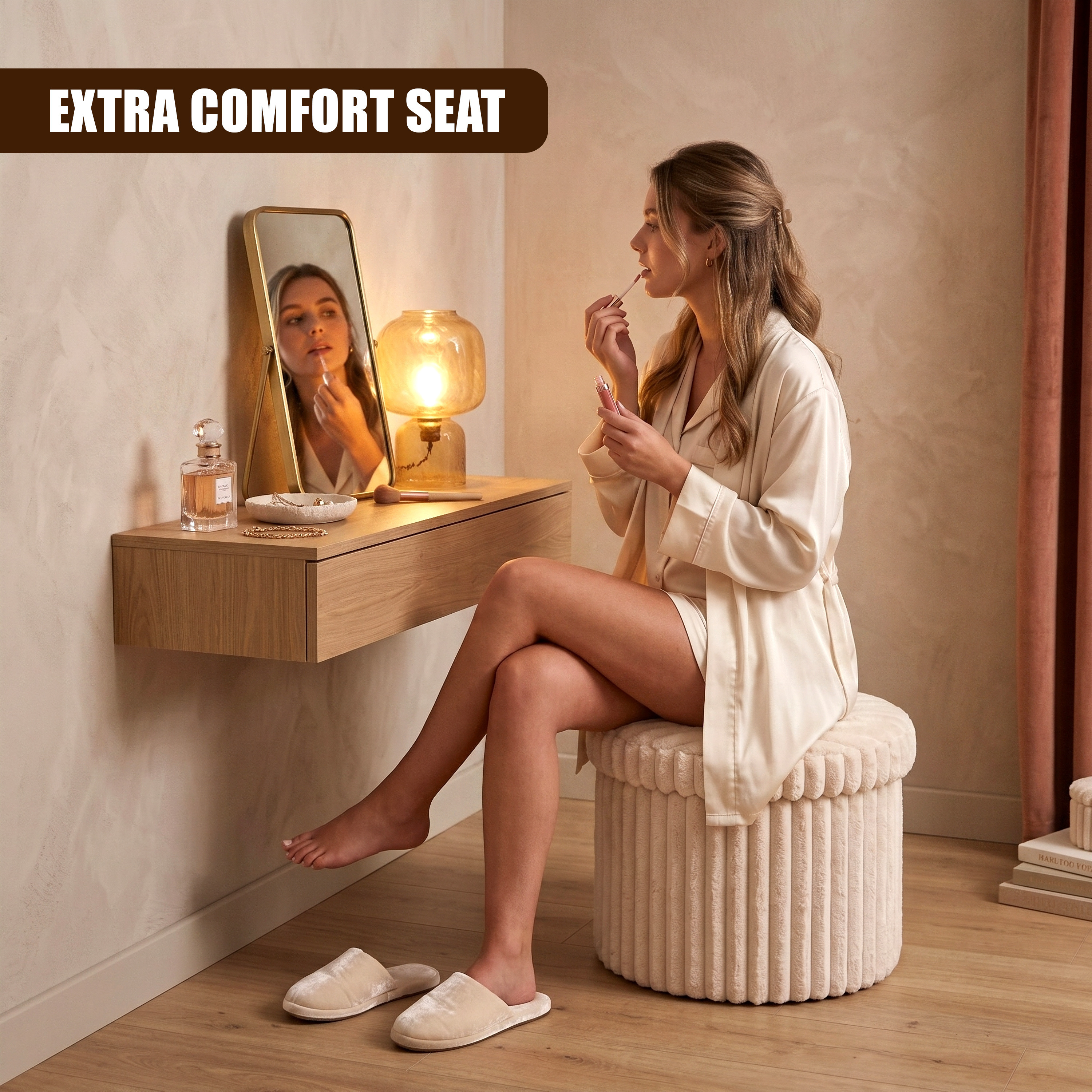 GEEZY Round Ottoman Stool with Lid & Storage