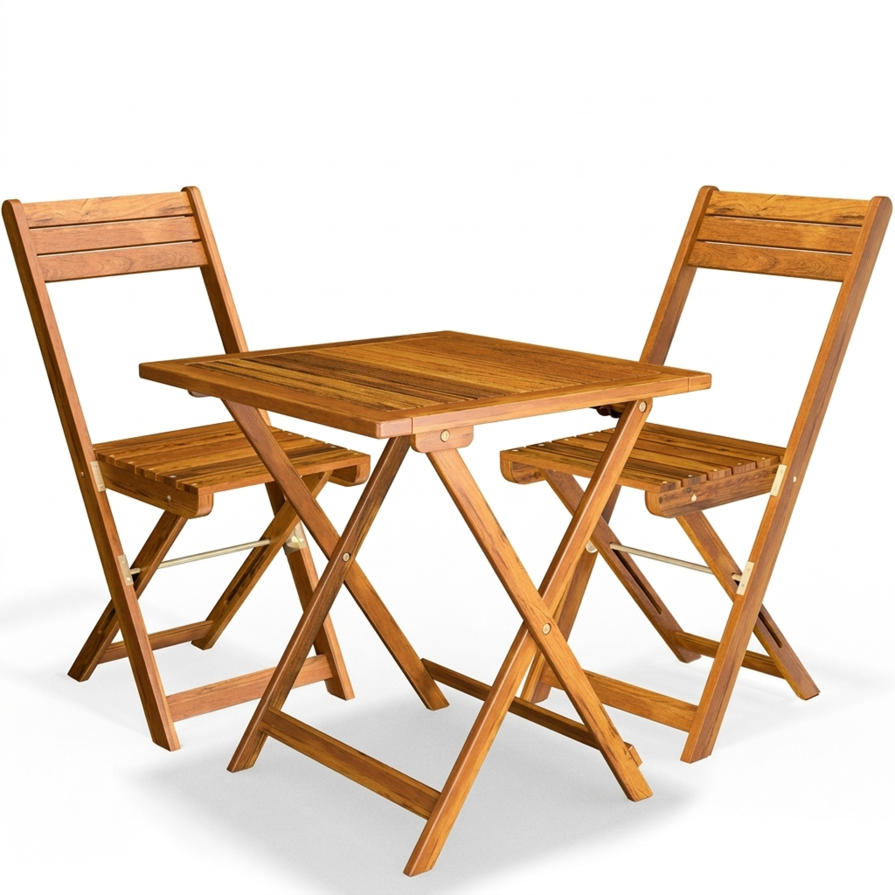 Balcony Furniture Bistro Set For 2 People, Foldable, 139x60x71cm, 110kg, 3pcs Wooden Set, Acacia, Weather-resistant, Space-, Balcony, Garden, Terrace, Brown