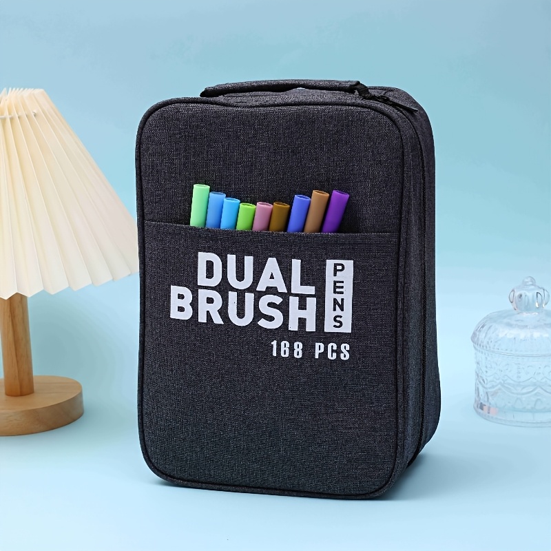 TEMU 168 Color Dual-headed Markers, With High-end Storage Bag, Adult Use Felt-tipped Pen, Suitable For Coloring Books, Journals, Painting,
