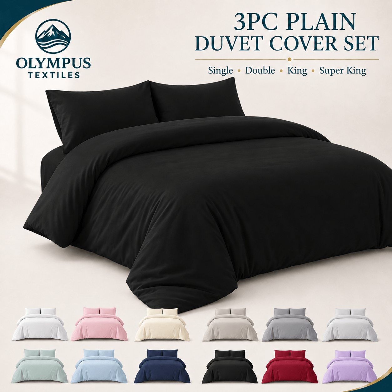 TEMU Textiles Plain Duvet Cover Set 3pcs – Solid Color Bedding Set With 2 Pillowcases, Soft Comfortable Duvet Cover, Modern Minimalist Bed Cover Set