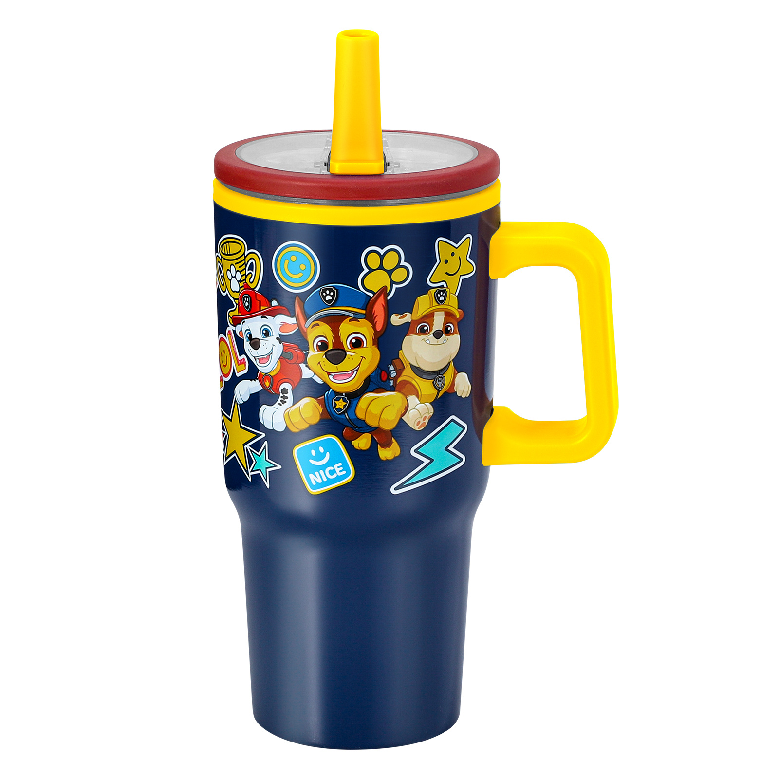 TEMU Boy 640ml/22oz Double Walled Vacuum Insulated Stainless Steel Tumbler Cup With Handle And Straw, Reusable Insulated Cup For Cold And Hot Drinks