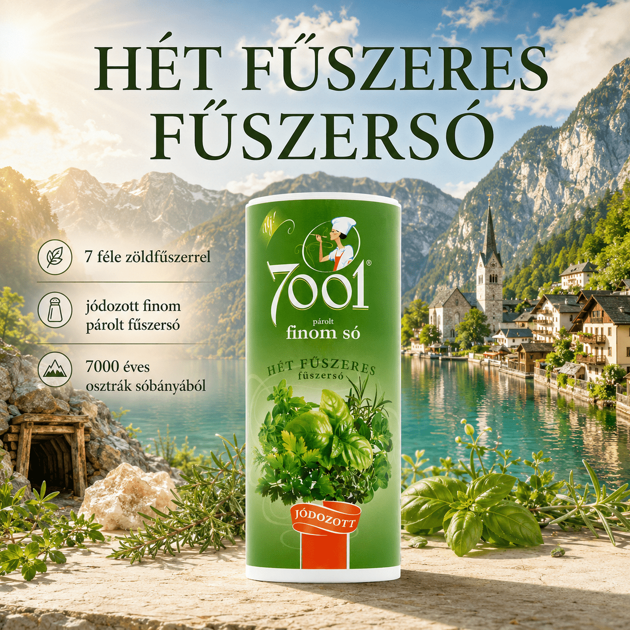 Salinen 7001 őstengeri jódozott párolt hét fűszeres fűszersó - szóródobozos 90g: retailer-supplied image