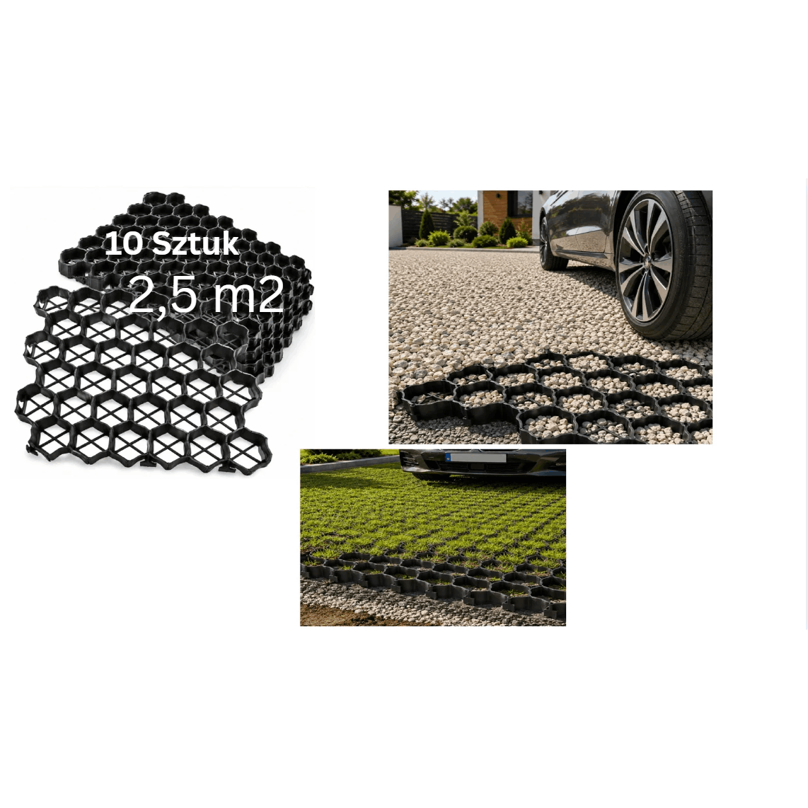 2.5 M² (10 Pieces 50cm X 50cm X 5cm) Strong High-quality Grid Turf / Garden / Parking 50cm X 50cm 5cm X 10 Pieces Road Parking Grass Gravel 19t/m2