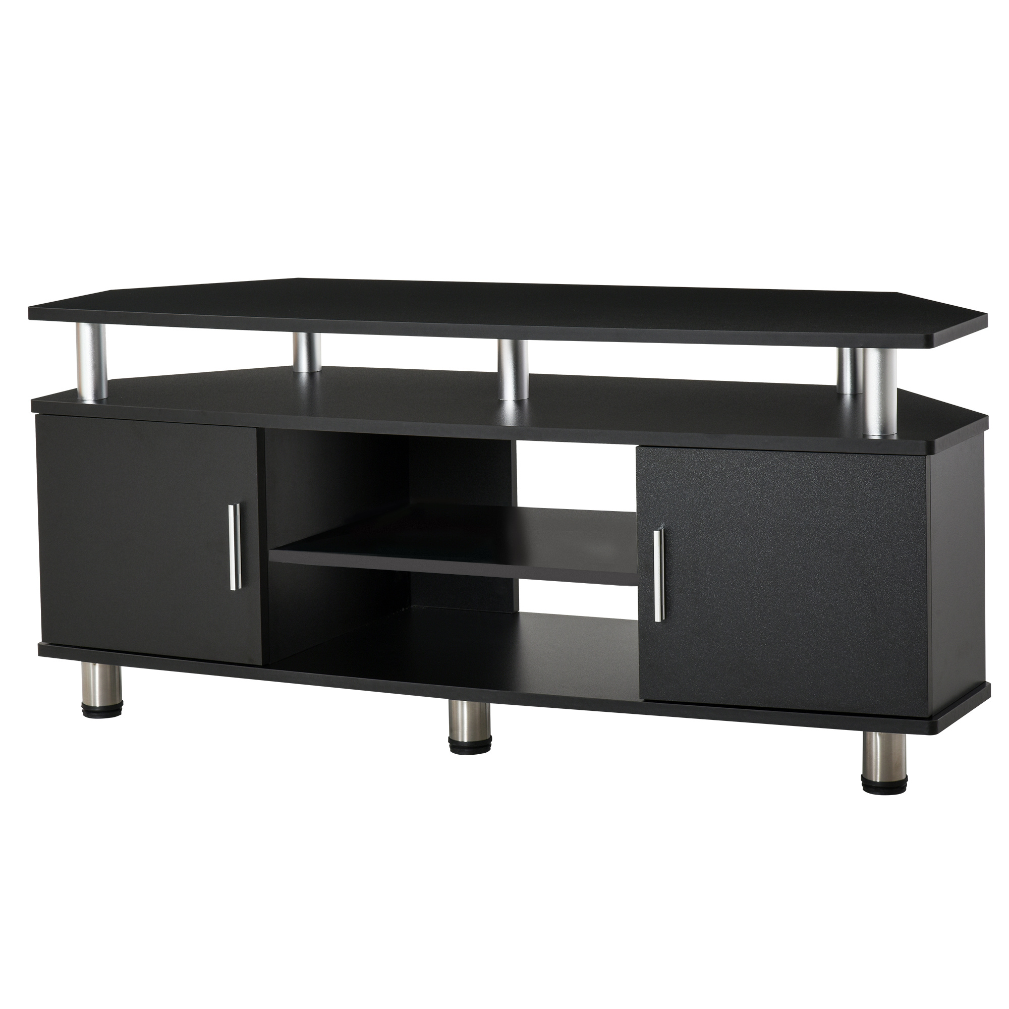 TEMU Meuble TV meuble télé bois banc TV pour téléviseur jusqu'à 55 pouces avec , à portes et compartiment ouvert pour salon chambre à coucher, 120 x