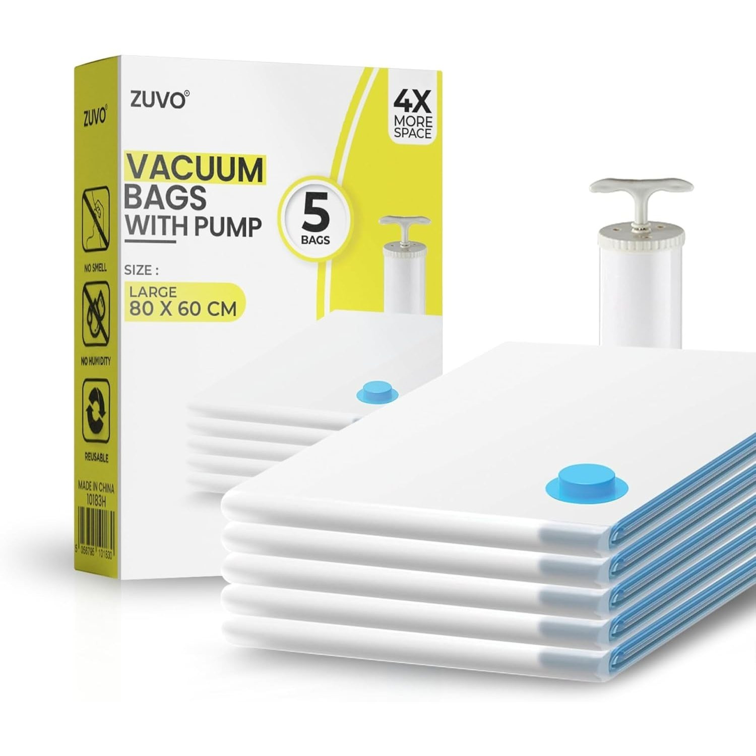 TEMU 5 Pack Large Vacuum Storage Bags With Pump, Space Saver Bags For Clothes & Bedding, Ideal For Wardrobes, And House , Reduces Volume Of Bulky