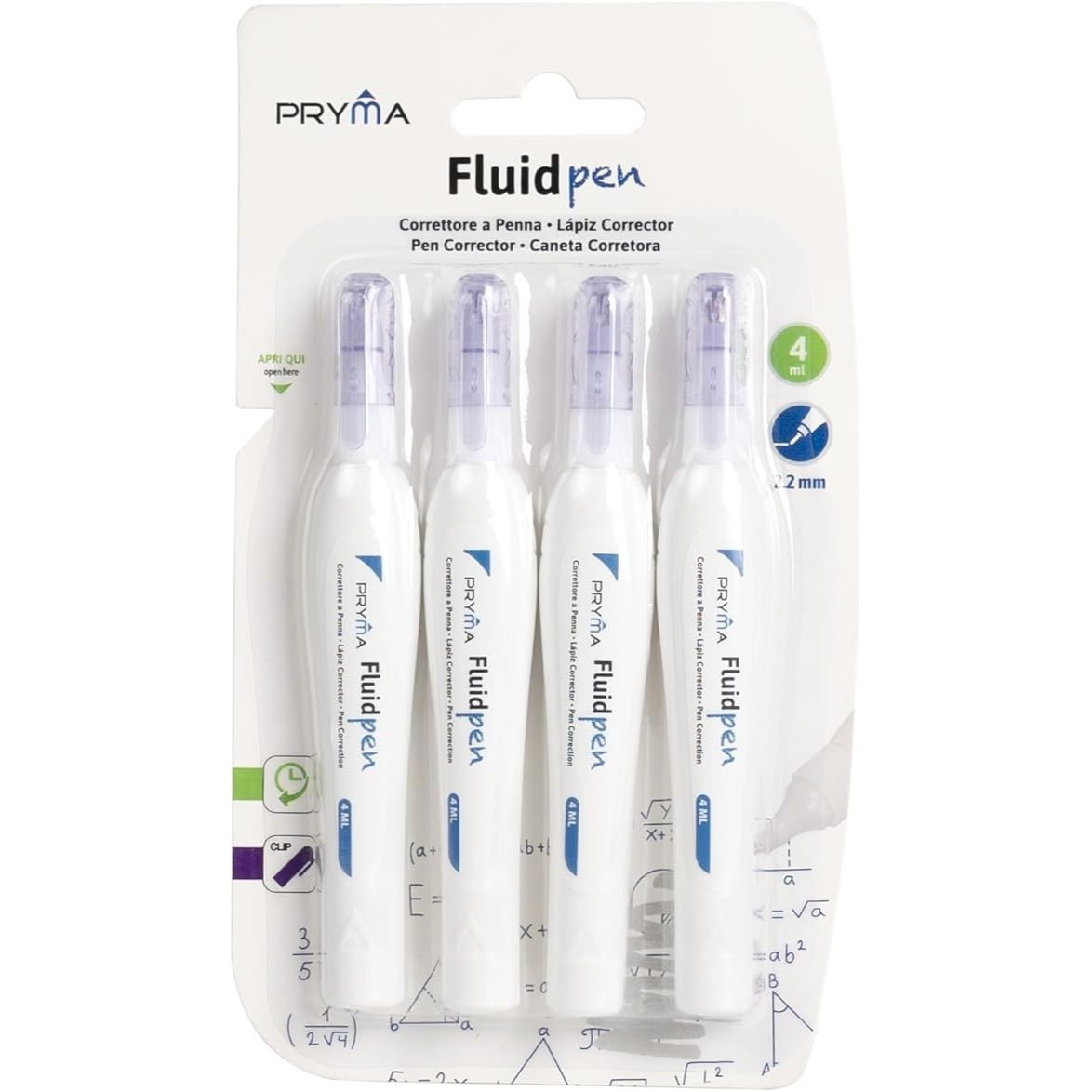 TEMU Pryma Correttore a Penna 4 ml �� Punta 2, 2 mm �� Set 4 Pezzi a Penna ad Asciugatura Rapida �� Correttore per Scuola e Ufficio