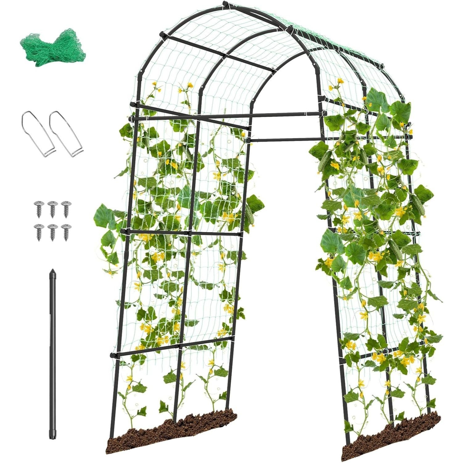 Image of Trellis For Climbing Plants, 230 Cm High, Trellis Metal With Adjustable Width, U-shaped Garden Arch With Trellis Net Pe Coated, Trellis Arch Plant Grid For , Tomatoes
