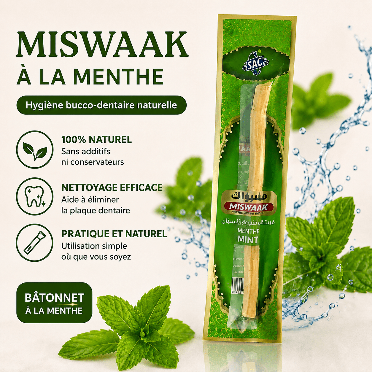 1 Mint-infused Vegetable Toothbrush, Stick