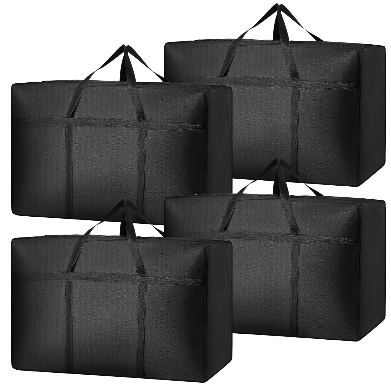 Image of 120l Oxford Cloth Storage Bag (4-piece Set) — Dirt-resistant, Featuring Sturdy Handles And Smooth Zippers; Ideal For Organizing Bedroom Closets.