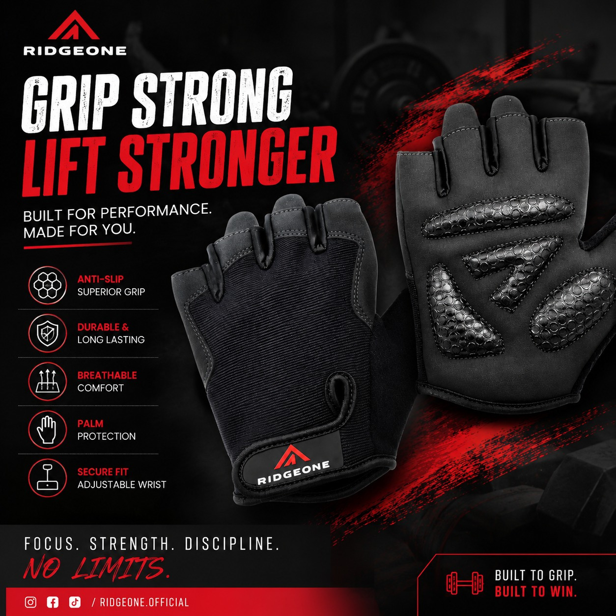 Weight Lifting Gloves with Padded Palm, Fingerless Design