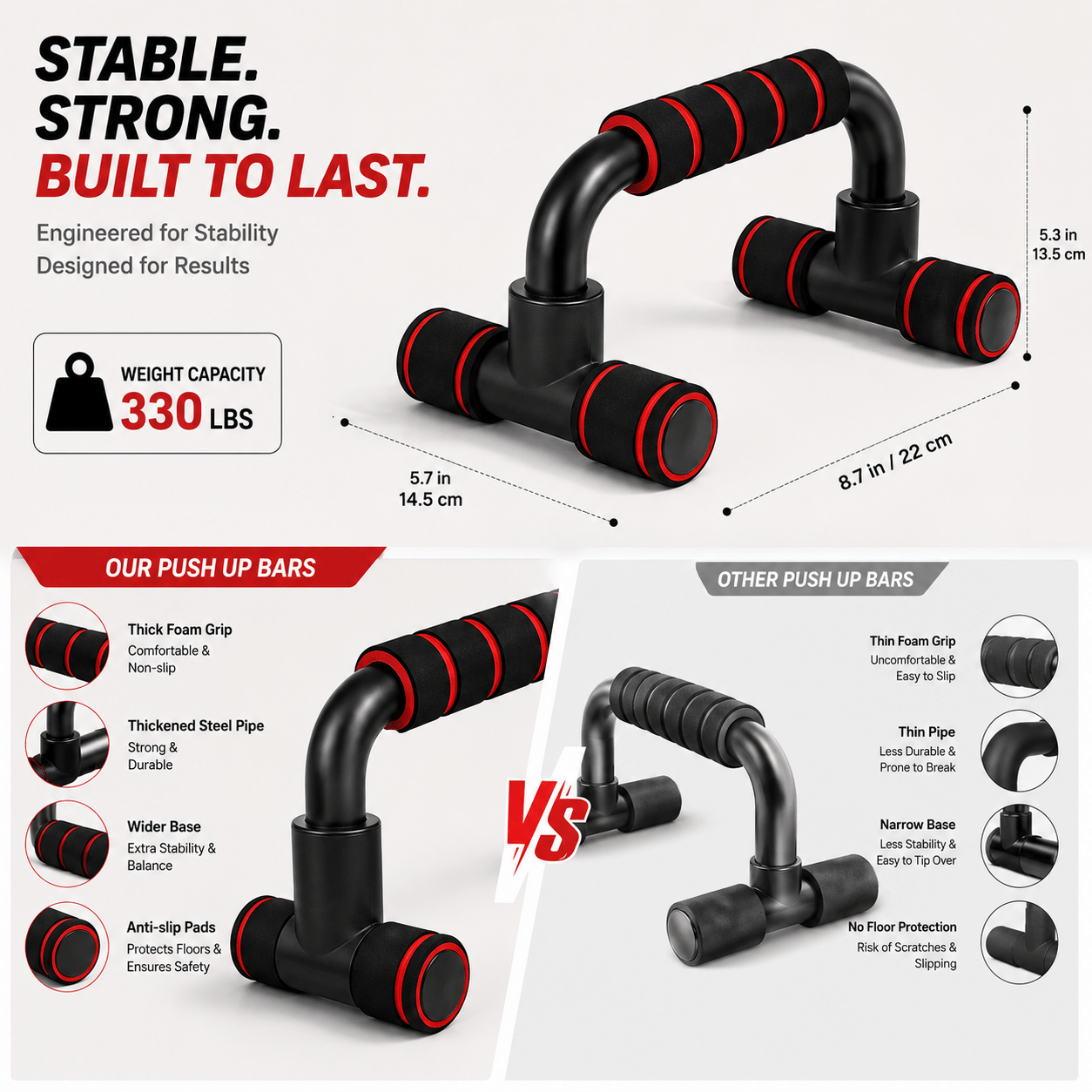 Push Up Bars for Abdominal & Chest Muscle Training