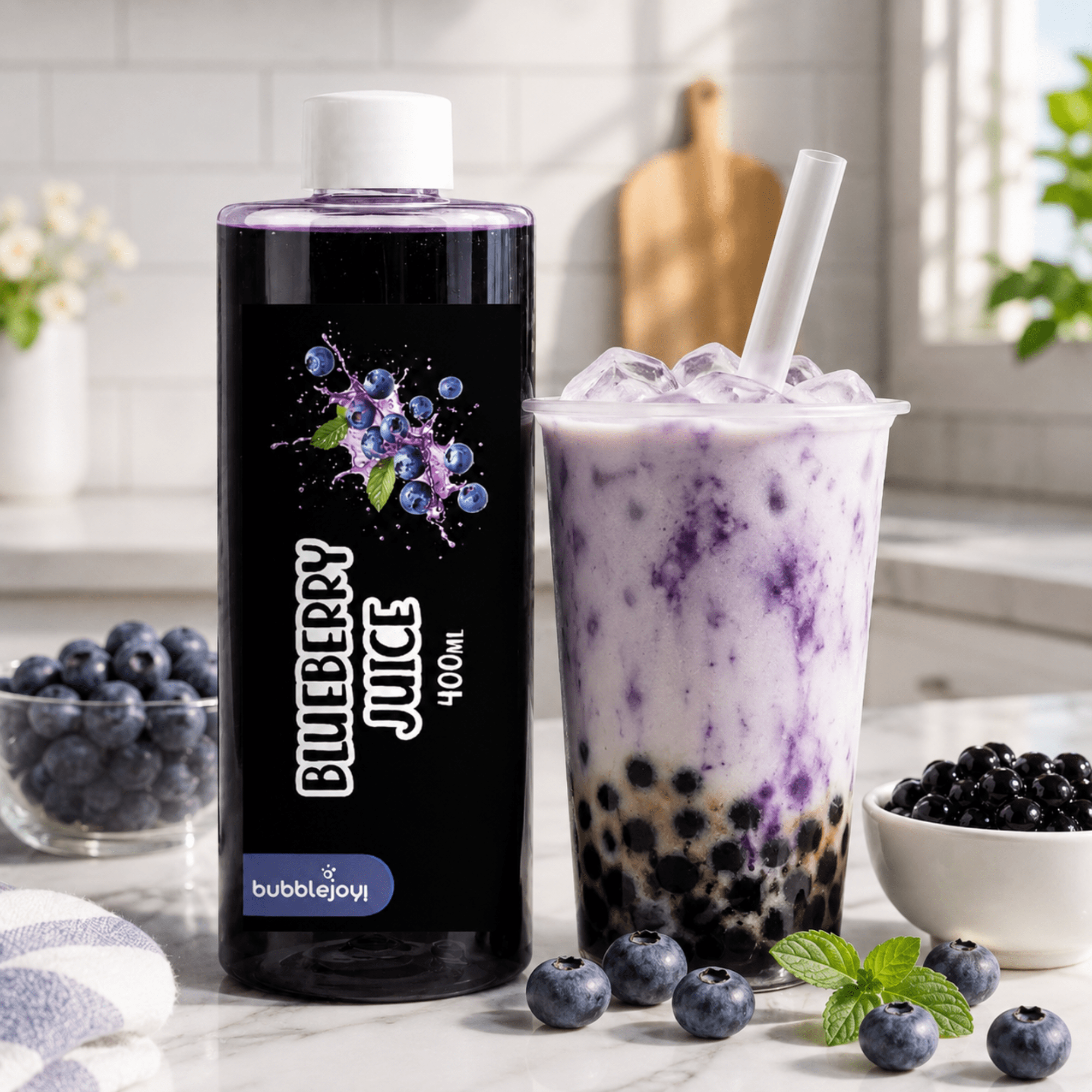 Image of Premium Blueberry Syrup 400ml, Professional Blueberry Flavored Syrup, Real Blueberry Juice Concentrate For Bubble Tea, Lemonades & Cocktails 400ml