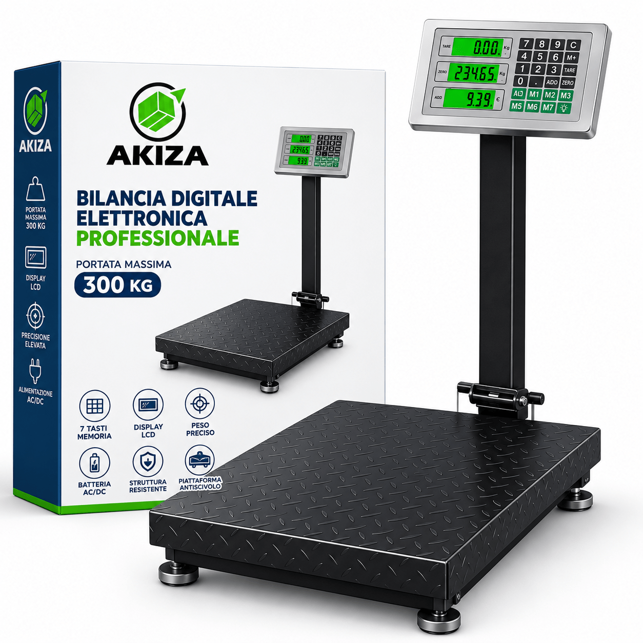 TEMU Professional Digital Scale 300 Kg Akiza With Floor Platform, Lcd Display, Industrial Electronic Scale For Warehouse, Market, Store And Home
