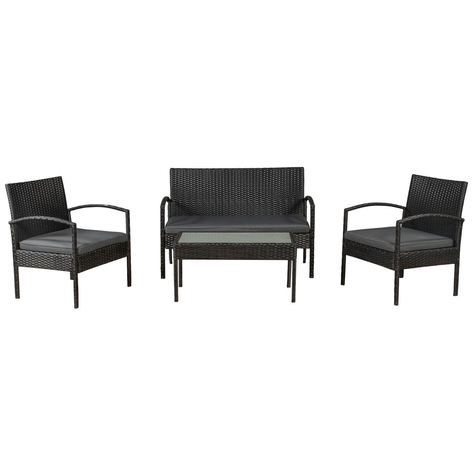 Image of Polyrattan Garden Furniture Seating Group Trinidad, Outdoor Seating Set With Sofa, Armchairs, And Side Table
