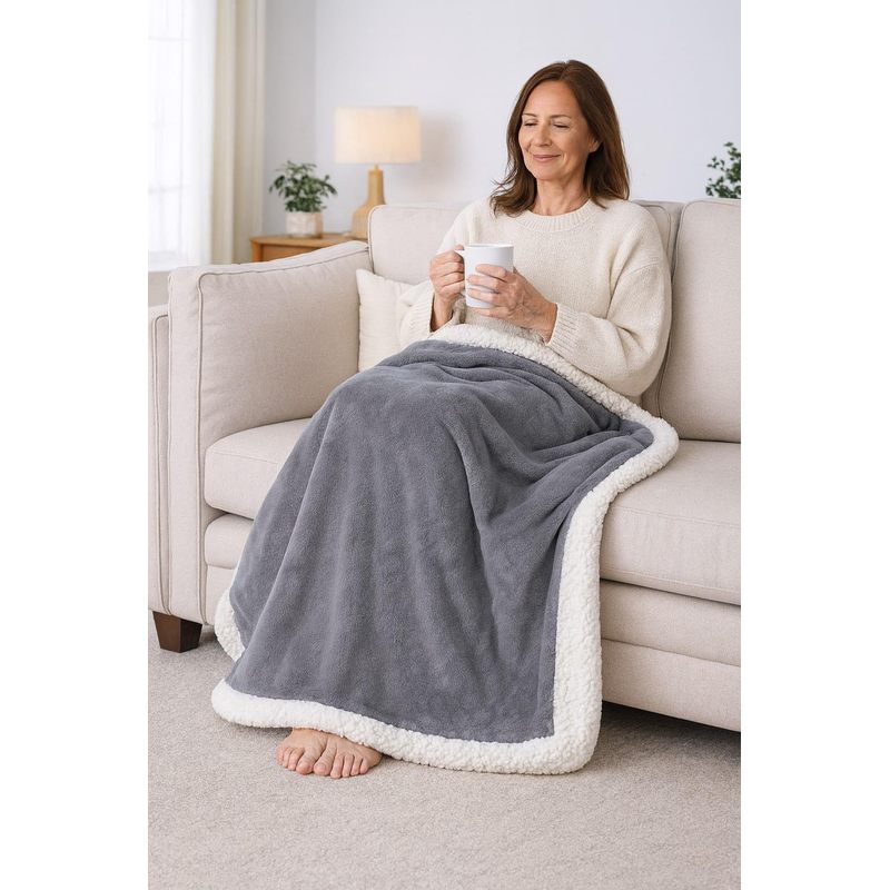 TEMU Winter Blanket In Warm And Soft Fleece With Lambskin-effect Backing For Bed And Sofa