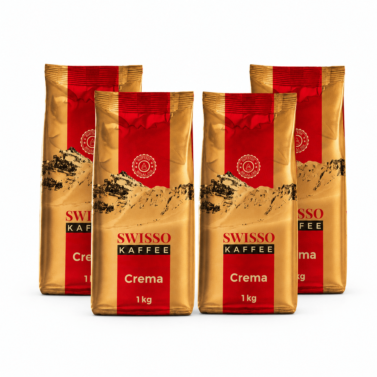 Grain Coffee 100% Arabica 4x1kg Swisso Coffee Cream - Aromatic, Premium 4kg