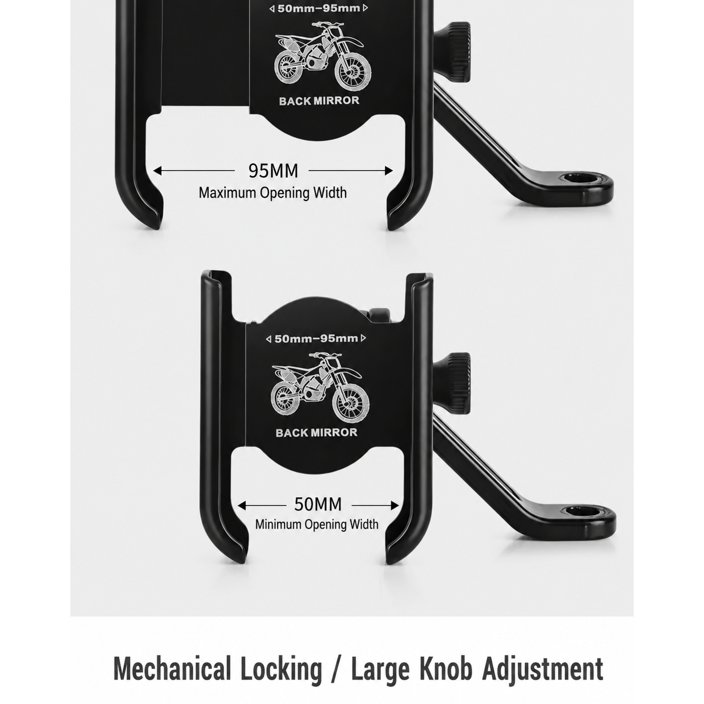 TEMU Soporte para Teléfono de Motocicleta con Soporte de Espejo, Ajustable 50–95 mm, Soporte Móvil Seguro para Scooter y Motocicleta