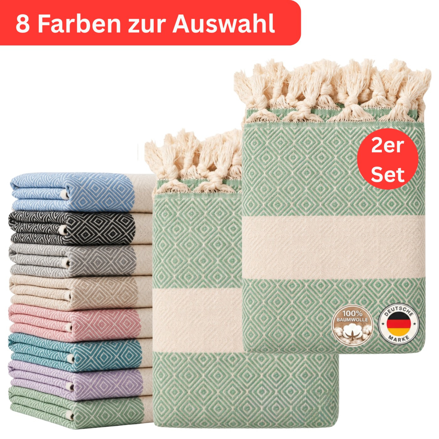 Image of 2-piece Xxl Sauna Towels - 100% Turkish Cotton - Lightweight, Absorbent, Sand-free & Quick-drying, Sauna Towel, Beach Towel & Hammam Towel