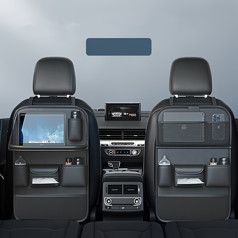Multi-Functional PU Leather Car Seat Back Storage Box