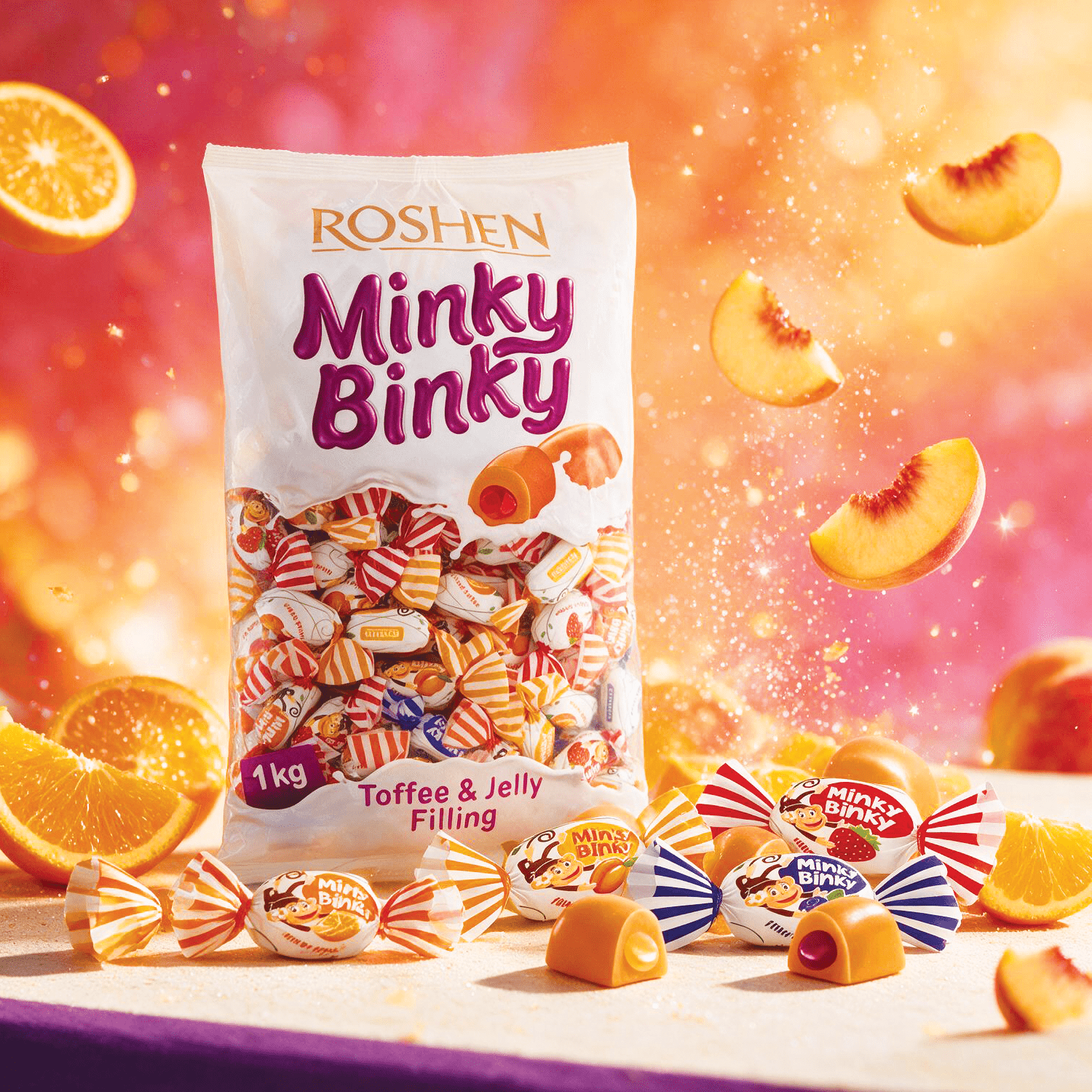 1kg Roshen Minky Blinky - Toffee With Jelly Filling