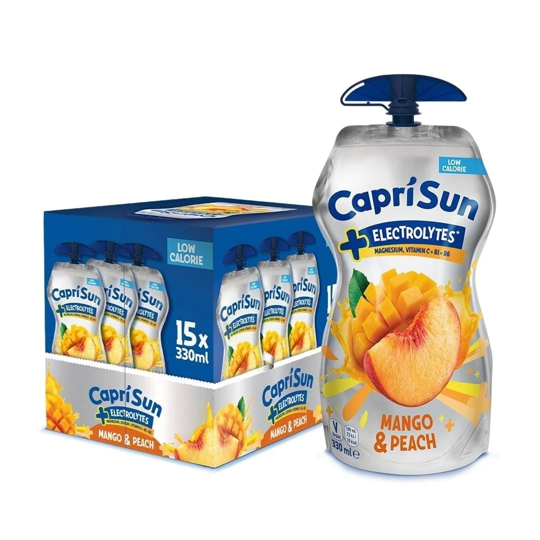 Image of 15 X Capri Sun+ Electrolytes Mango-peach Drink Pouches, 0.33 L