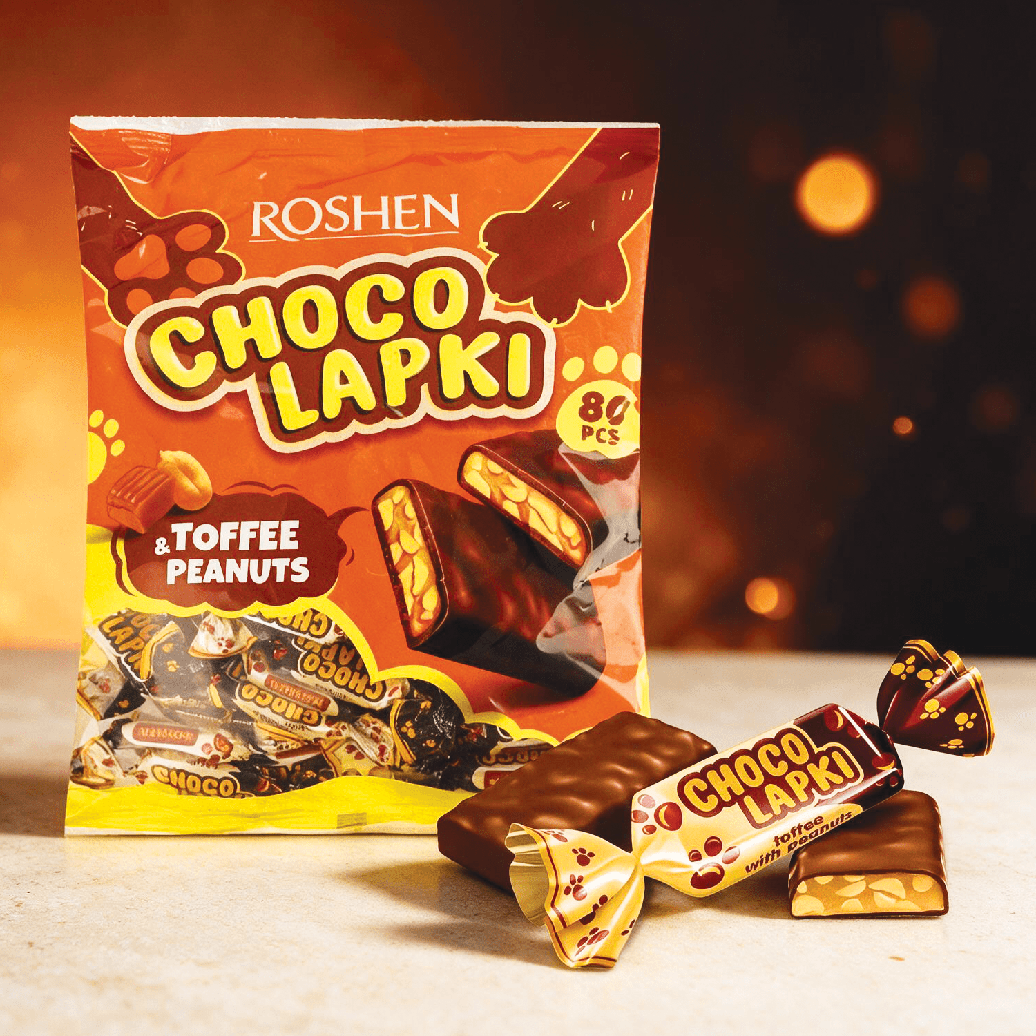 Image of 500g Roshen Choco Lapki - Toffee With And Chocolate Cover