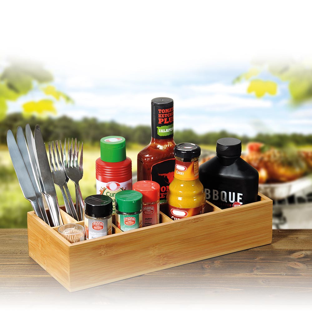 Kesper Organizer Buffet Box Cutlery Tray With 8 Compartments, Bamboo Table Organizer, Storage Box, Cutlery Holder, Sorting Box, Table Decoration, Insert Box, Organizer