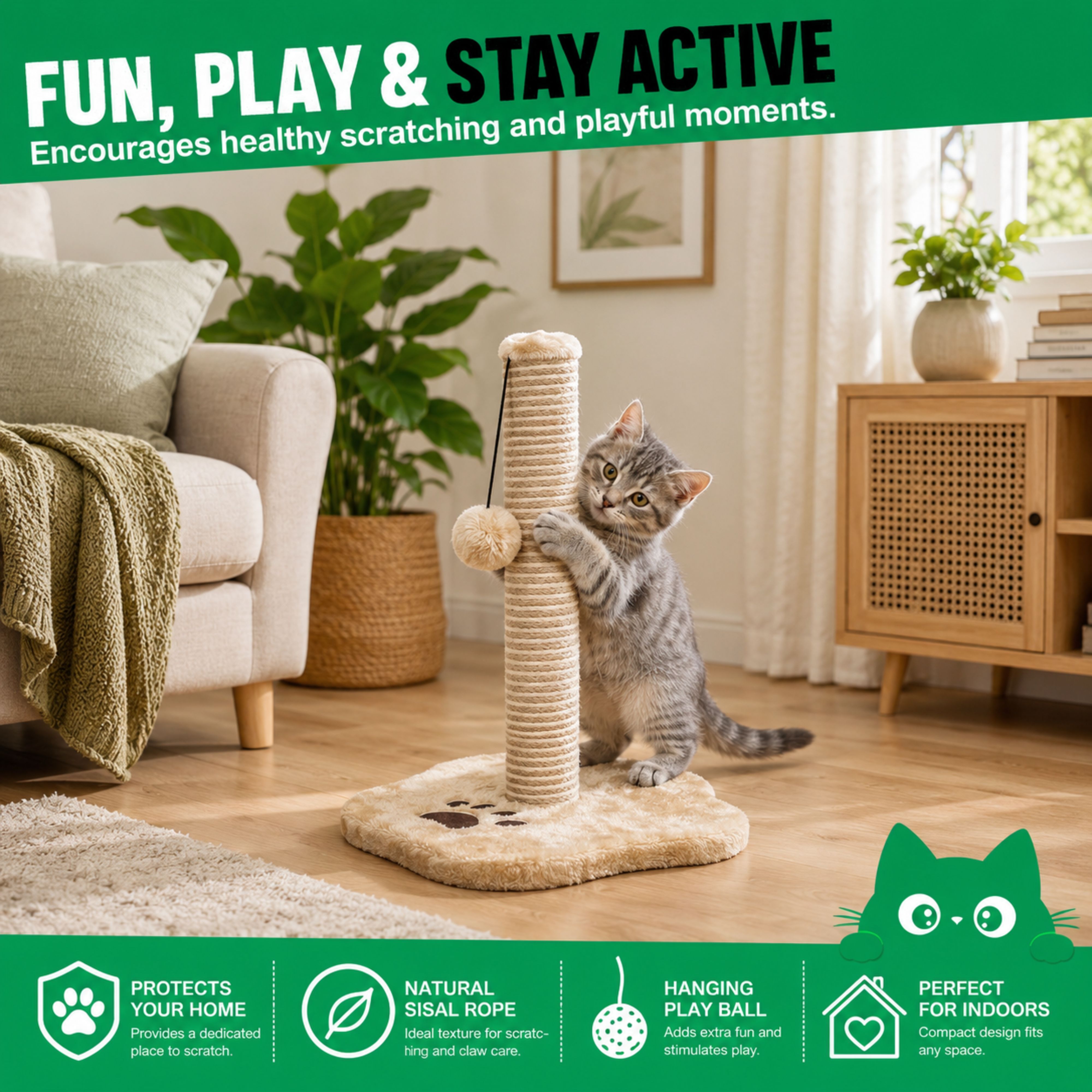 Duchessway Cat Scratching Post with Paw Shaped Base