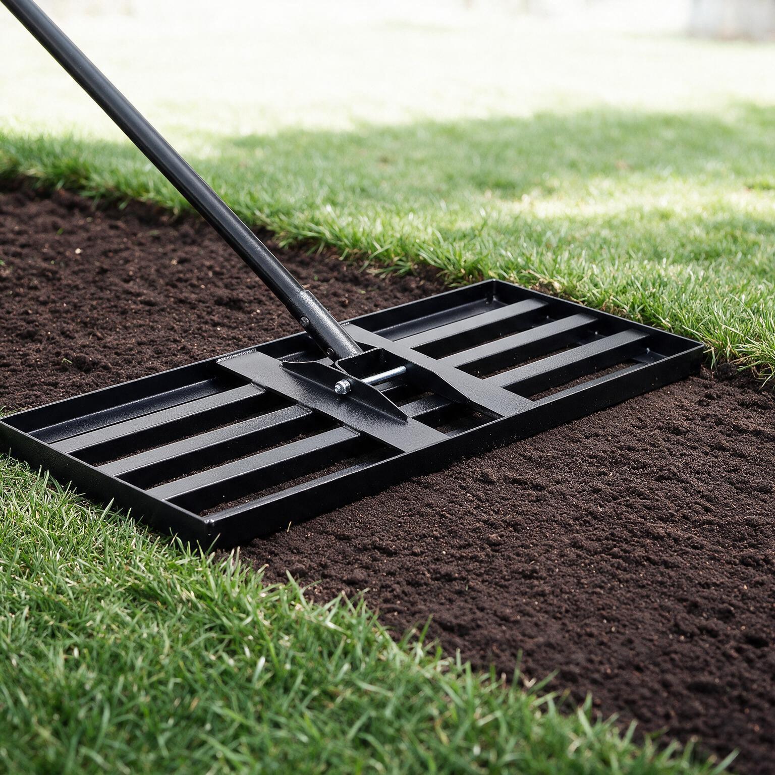 TEMU Lawn Leveling Rake, 76x25cm Level Lawn Tool, Heavy Duty Effort Saving Lawn Level Tool, Stainless Steel Handle Lawn Leveler For Yard Course Ease