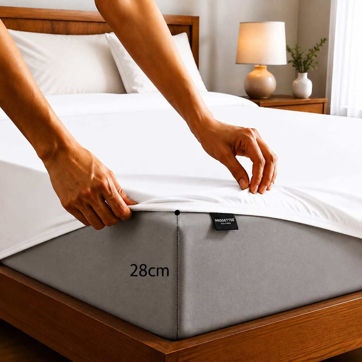 TEMU Sábana Bajera Ajustable de -algodón — Sábana Bajera y Transpirable con Esquinas Elásticas, Fácil Cuidado, Varios Colores para Cama Individual y