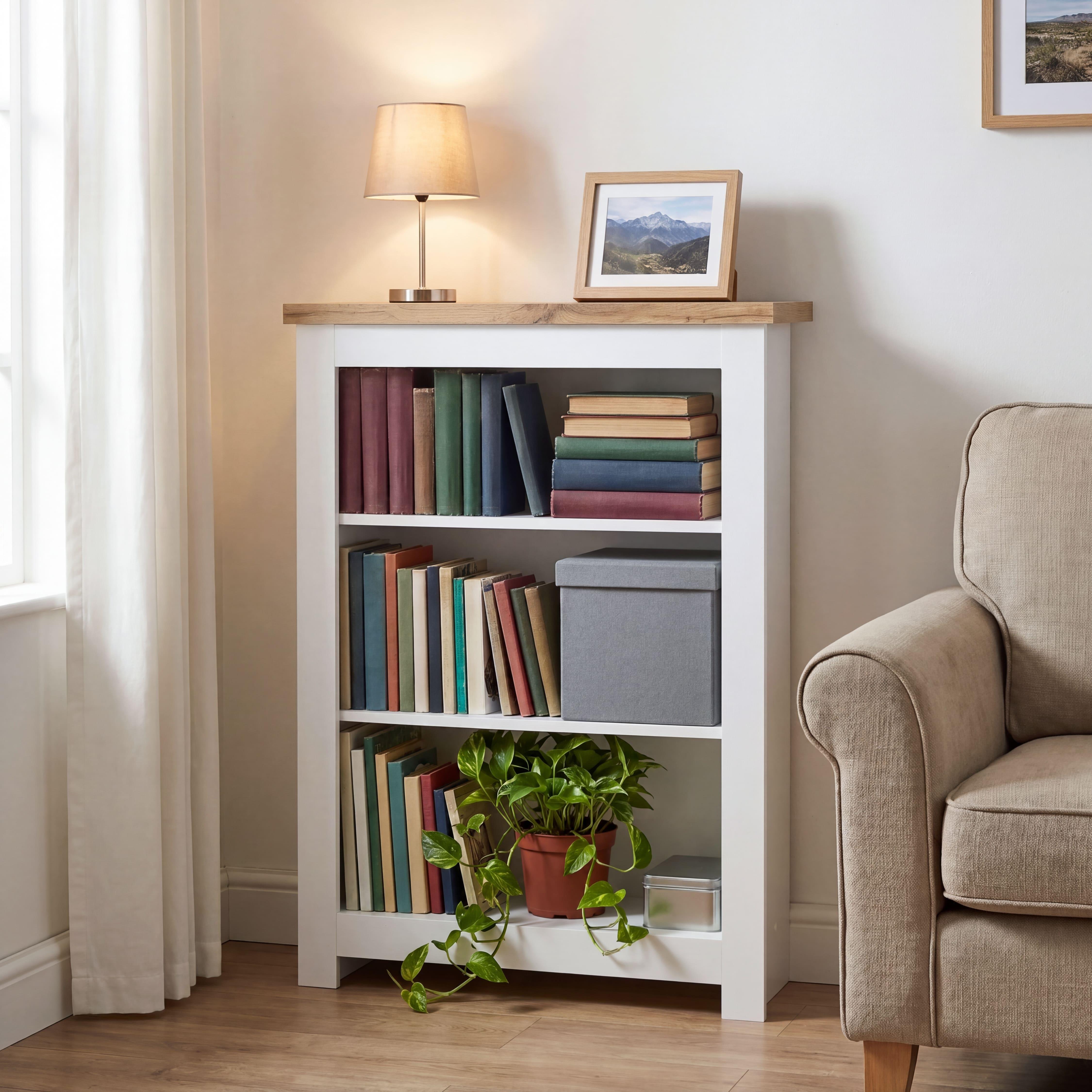 TEMU 3 Tier Bookcase, 3 Tier Bookcase Shaker Style Storage Shelving Unit Organizer, Home Office Livingroom Bedroom Furniture