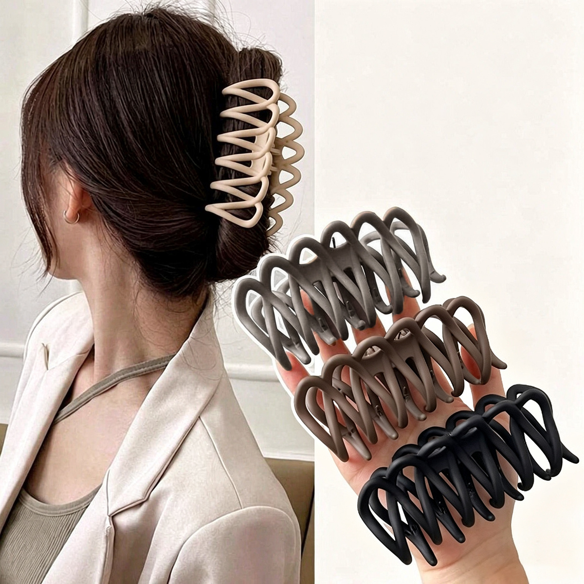 TEMU Pack de 4 pinzas de cabello con acabado mate, . Elegantes pinzas para mujer, ideales para peinados recogidos cotidianos, sujetar el cabello al
